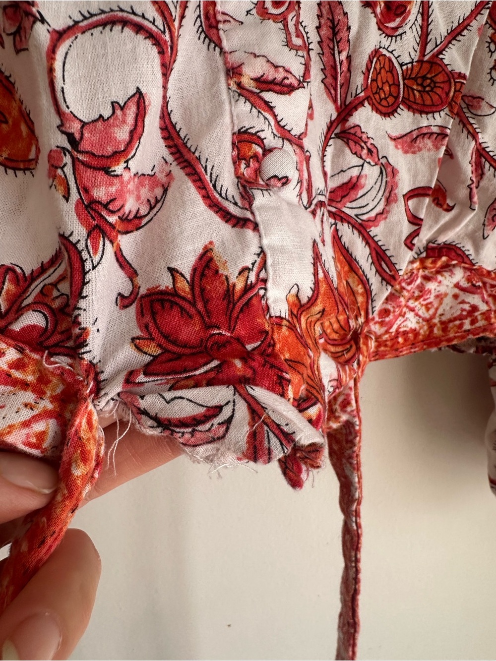 Isabel Marrant Floral Drawstring Crop Top - Red/White - Picture 2 of 4